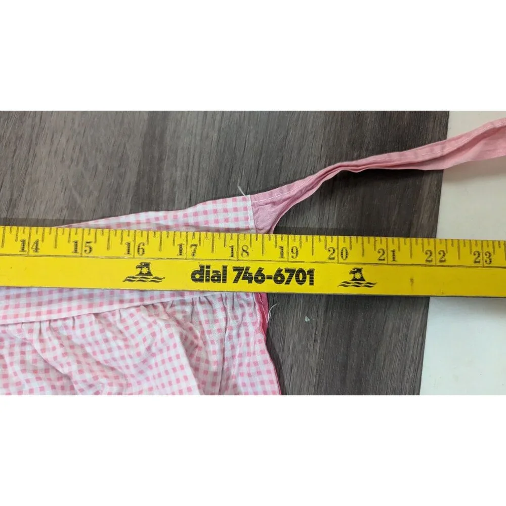 1965 Pink Retro Calendar Apron Gingham Check Design With Pockets Vintage Kitchen